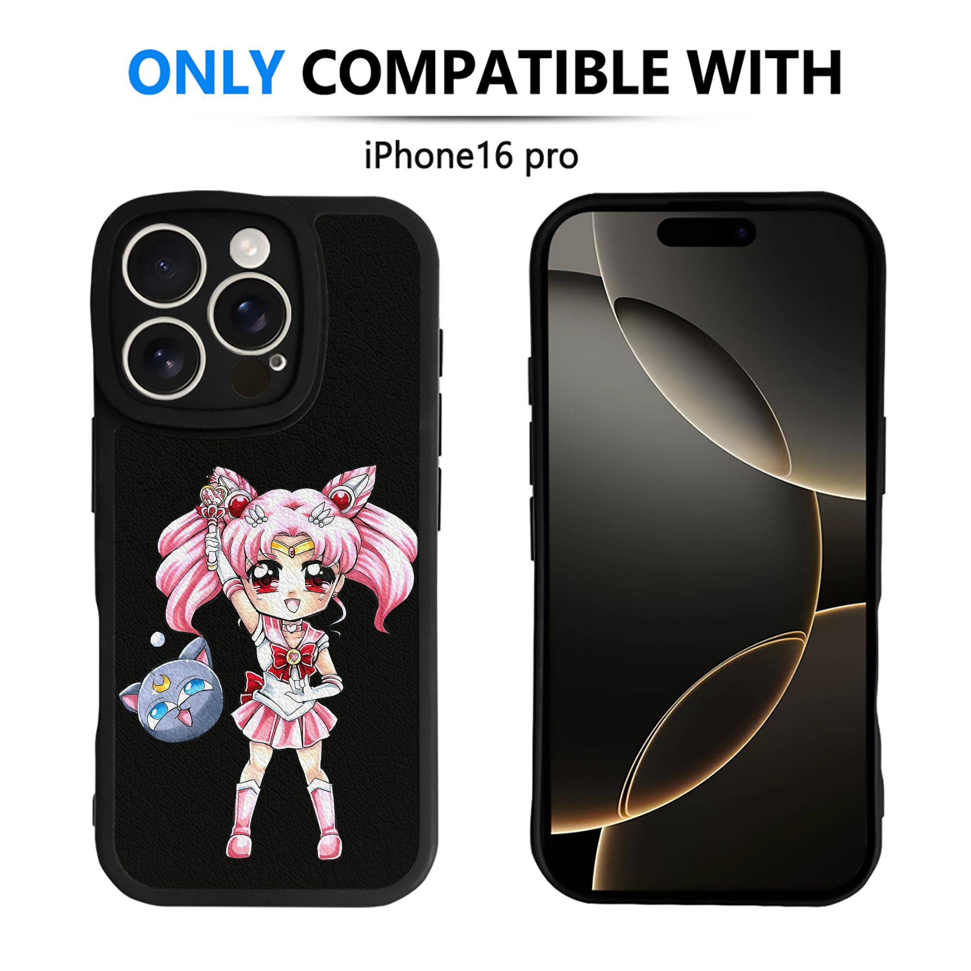 （画像用） 美少女戦士セーラームーン ちびうさ Sailor Moon Chibiusa Tsukino Usagi Small Lady Serenity 【iPhone 16シリーズ対応】シリコンスマホケース（レザー調） 材質：シリコン